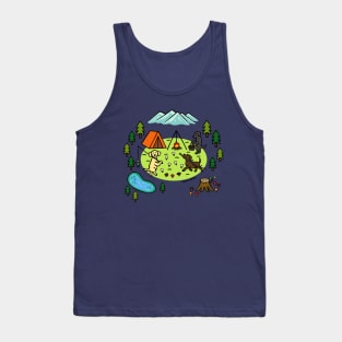 Cute Labrador Retriever Campsite Cartoon Tank Top